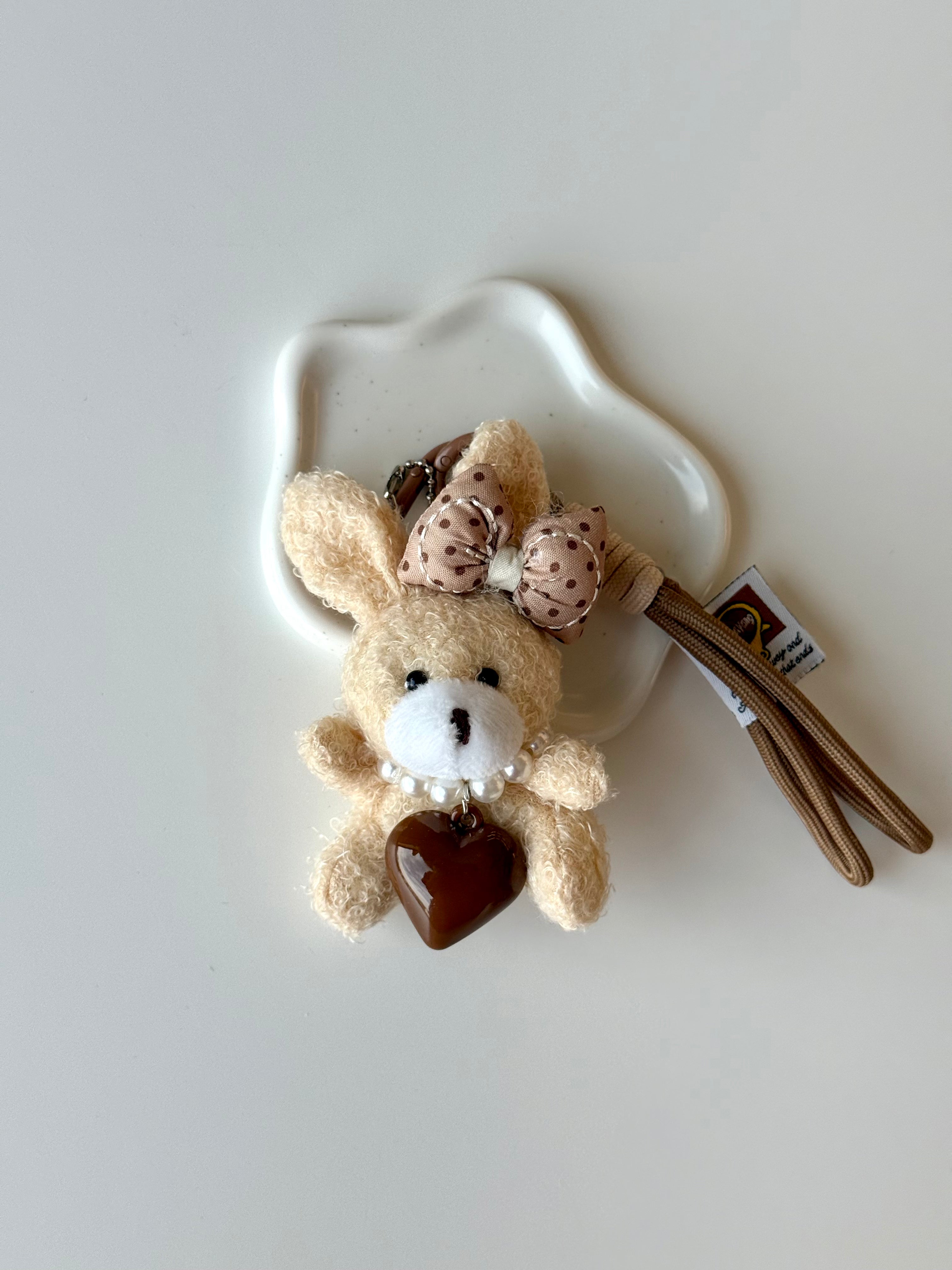 Pearl Heart Bunny Keychain 🐰