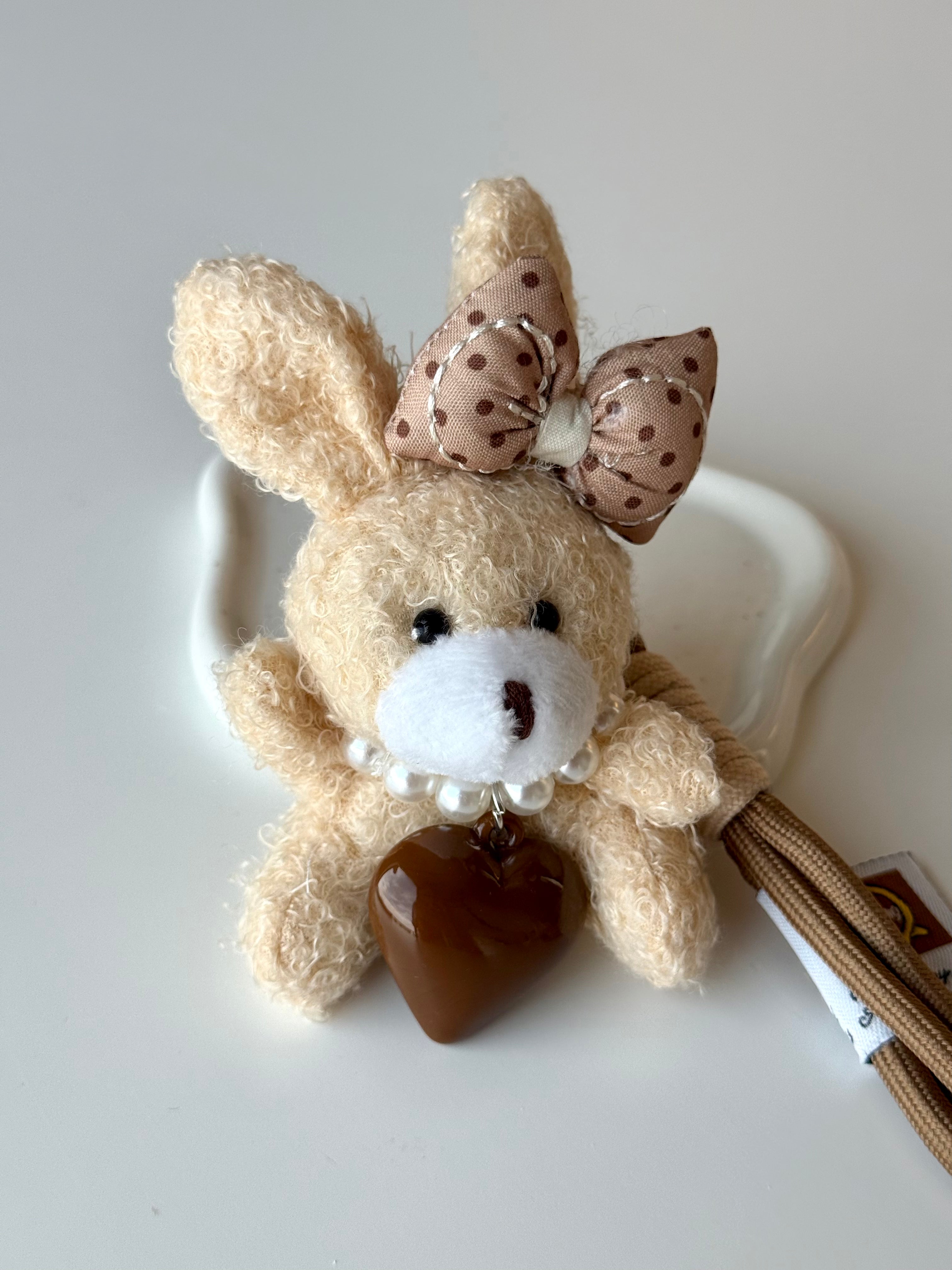 Pearl Heart Bunny Keychain 🐰