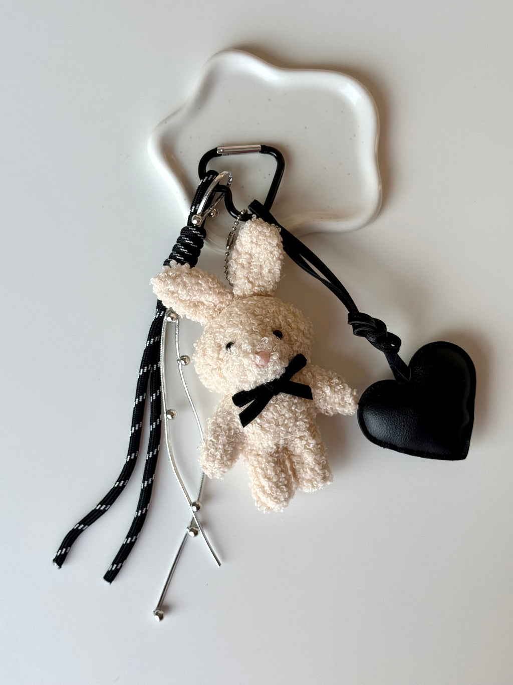 Soft Bunny Heart Charm Keychain 🐰🖤