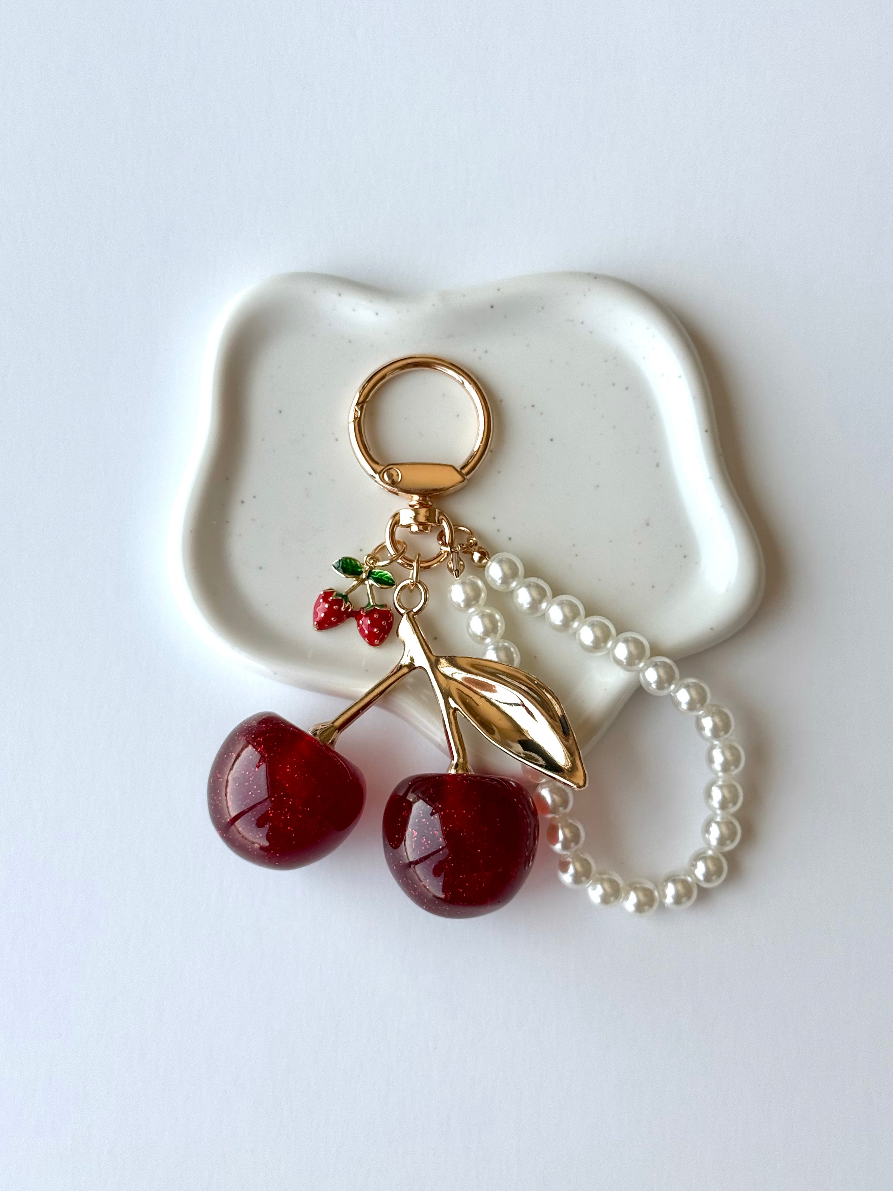 Cherry Pearl Keychain 🍒