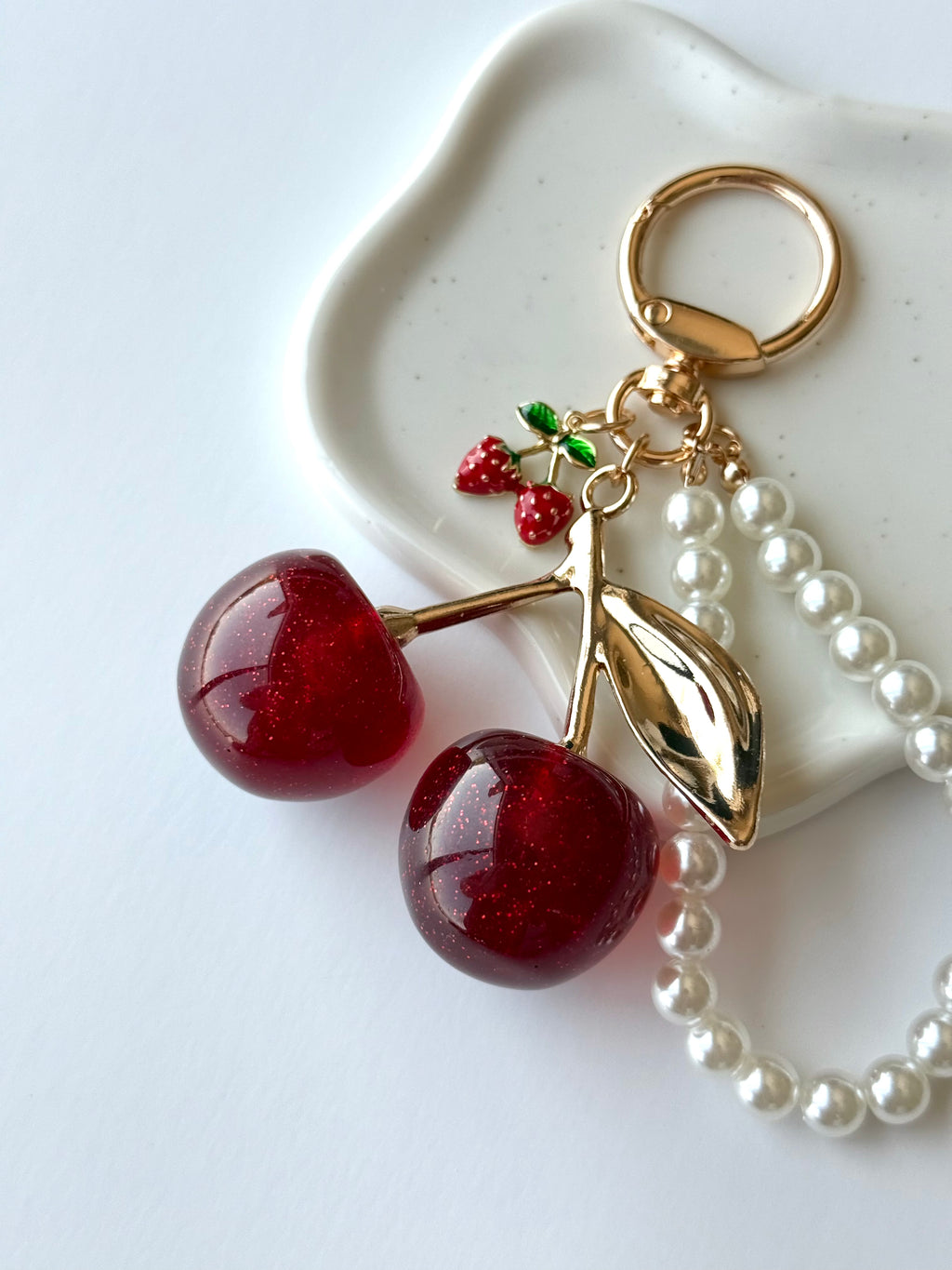 Cherry Pearl Keychain 🍒